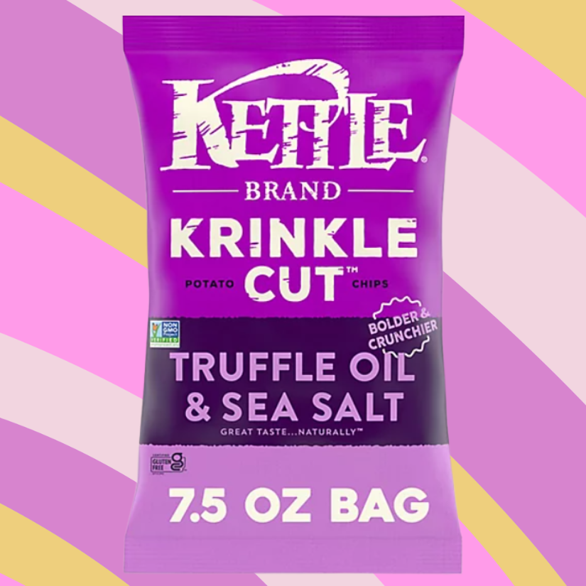 Kettle Brand Krinkle Cut Truffle Oil & Sea Salt Potato Chips, 7.5 oz bag available at CrunchyFix with free delivery