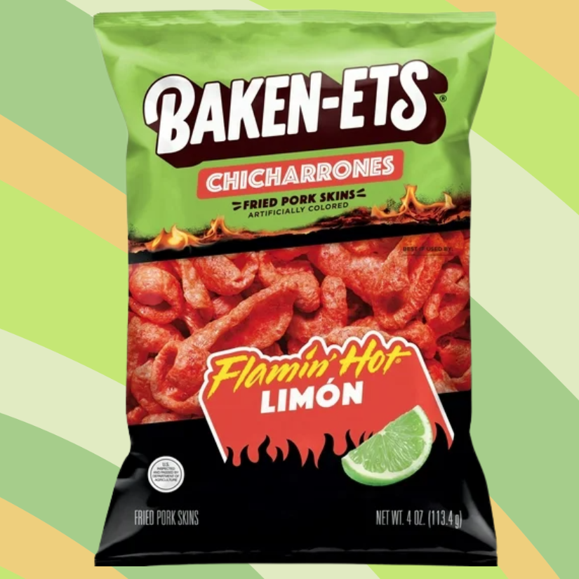 Baken-Ets Flamin' Hot Limon Fried Pork Skins, 4 oz bag available at CrunchyFix with free delivery
