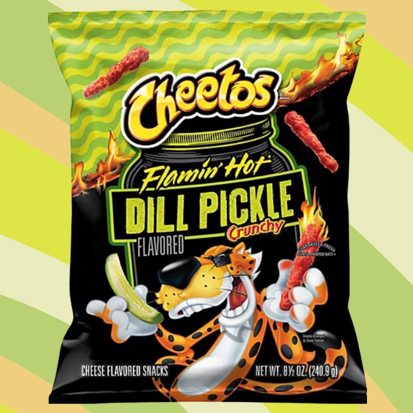 Cheetos Dill Pickle Flamin' Hot Crunchy, 8.5 oz bag available at CrunchyFix with free delivery