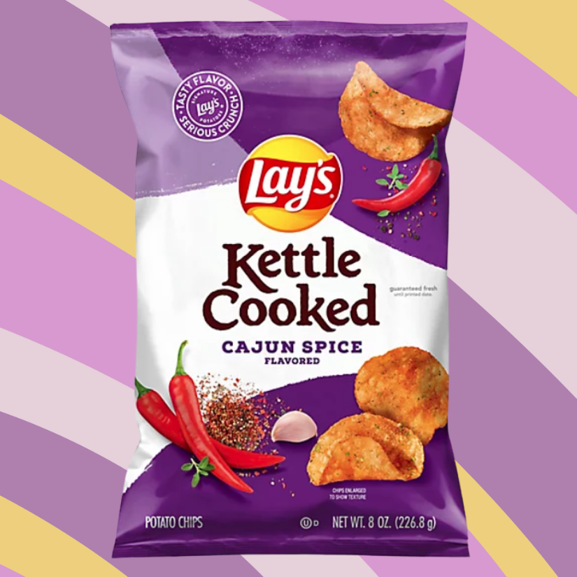 Lay's Kettle Cooked Cajun Spices Potato Chips, 8 oz bag available at CrunchyFix with free delivery