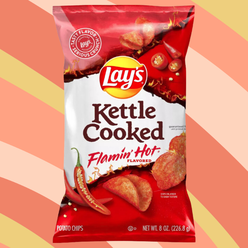 Lay's Kettle Cooked Flamin' Hot Potato Chips, 8 oz bag available at CrunchyFix with free delivery