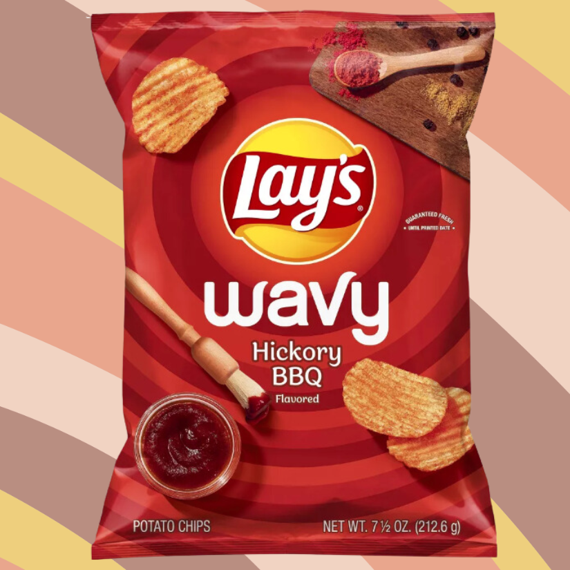 Lay's Wavy Hickory BBQ Potato Chips, 7.75 oz bag available at CrunchyFix with free delivery