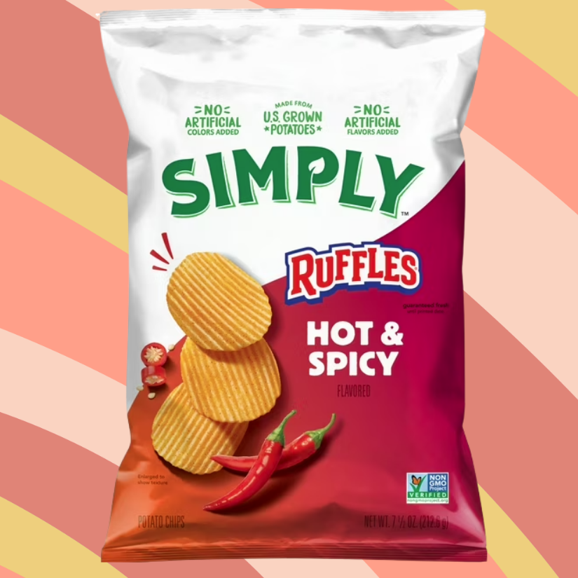 Simply Ruffles Hot & Spicy, 7.5 oz bag available at CrunchyFix with free delivery