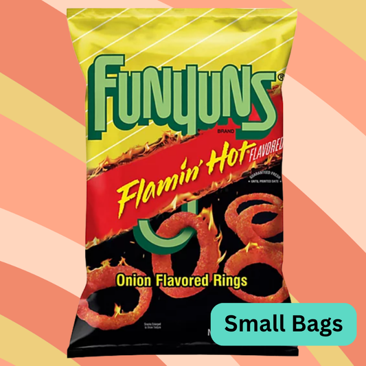 Funyuns Flamin Hot Onion Flavored Rings, 1.88 oz bag available at CrunchyFix with free delivery
