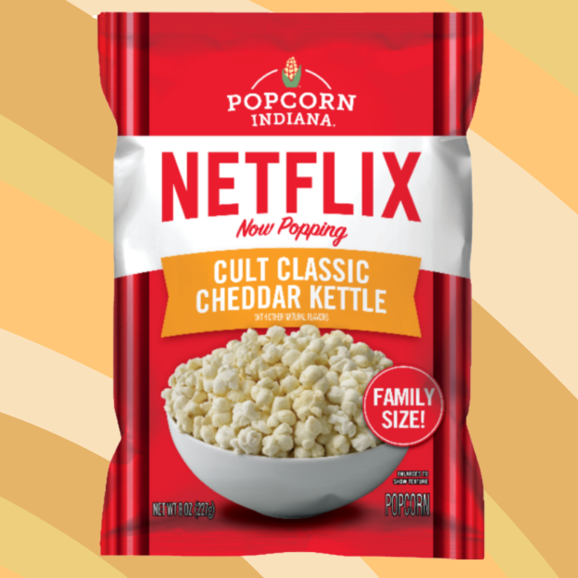 Netflix Cult Classic Cheddar Kettle Popcorn, 8 oz bag available at CrunchyFix with free delivery
