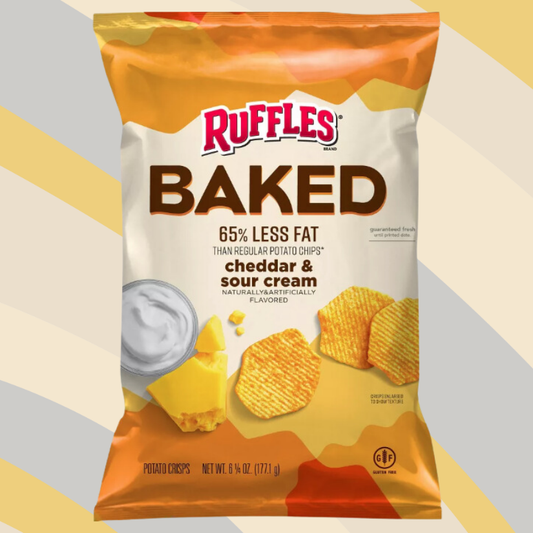 Ruffles Baked Cheddar & Sour Cream Chips, 6.25 oz bag available at CrunchyFix with free delivery
