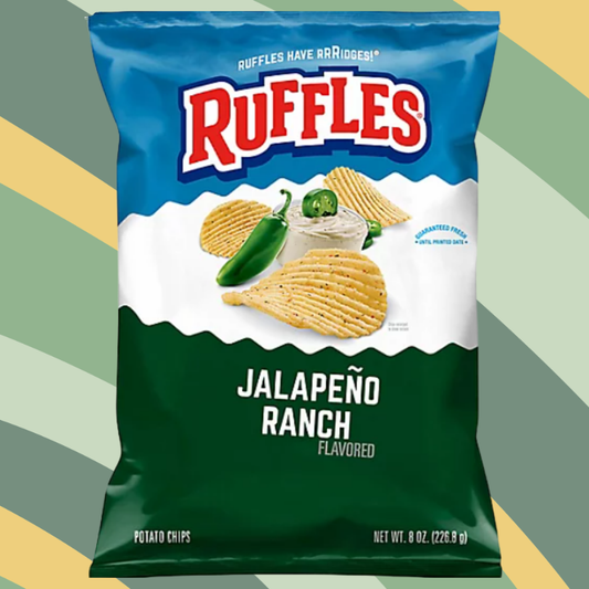 Ruffles Jalapeno Ranch Potato Chips, 8 oz bag available at CrunchyFix with free delivery
